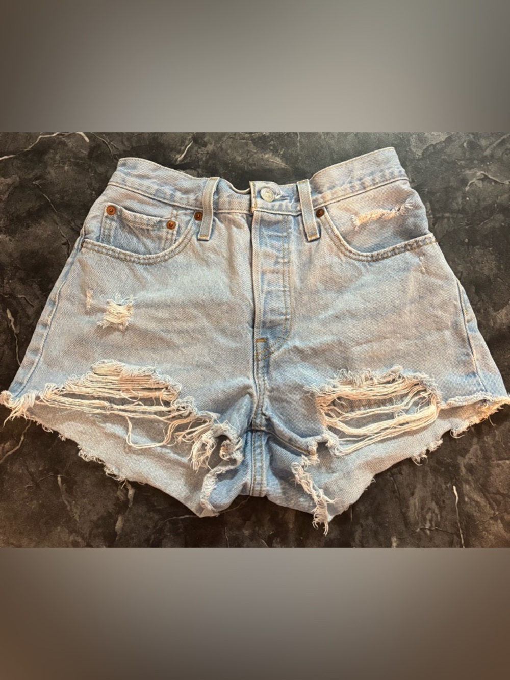 Levi’s 501 Shorts Distressed Light Wash Cutoffs